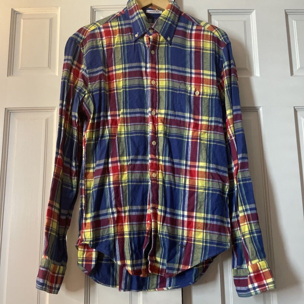 Gant Rugger‎ Syracuse Twill Plaid Flannel Shirt Mens Large 353 Bleecker St Multi